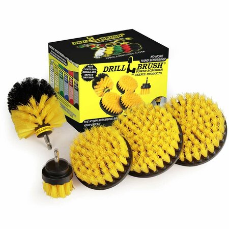 DRILL BRUSH POWER SCRUBBER BY USEFUL PRODUCTS 5 in W 7 in L Brush, Yellow Y-S-5542O-QC-DB